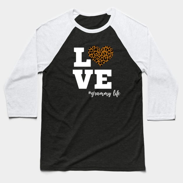 Love Grammy Life Leopard Print Heart Baseball T-Shirt by Hello Sunshine